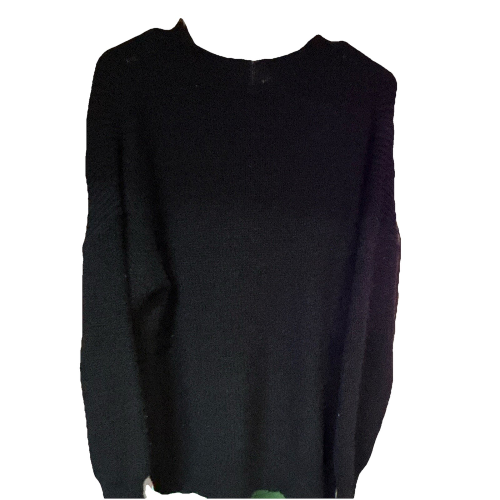 FME Women’s Black Viscose Knit Pullover Sweater L Long Sleeve Button Placket