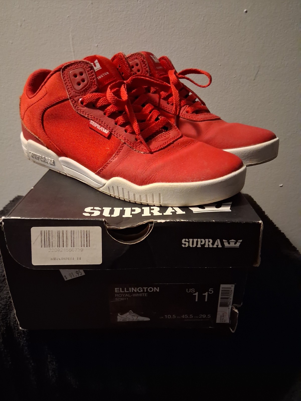 Supra Ellington Mid Red/White Mens 11