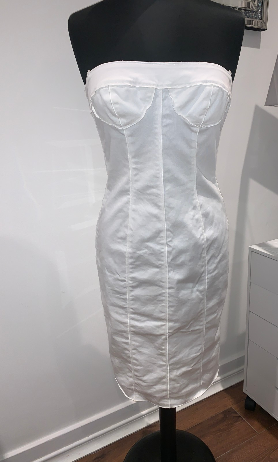 Dolce and Gabbana D&G off white bustier boned corset dress IT46 UK12-14 US8 EU38
