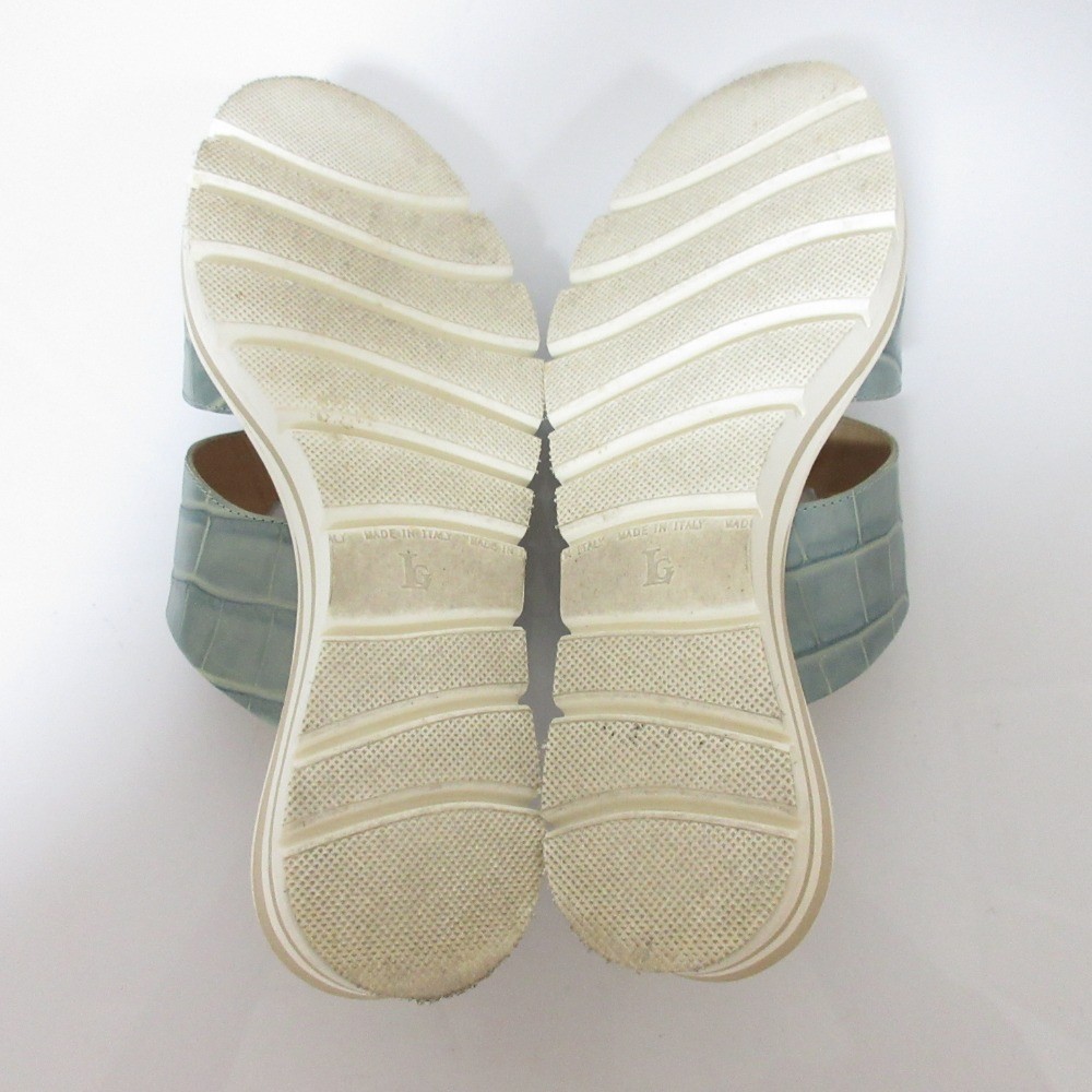 Luca Grossi Motif Platform Sandals, Approx. 9.3 inches, Blue Women USED