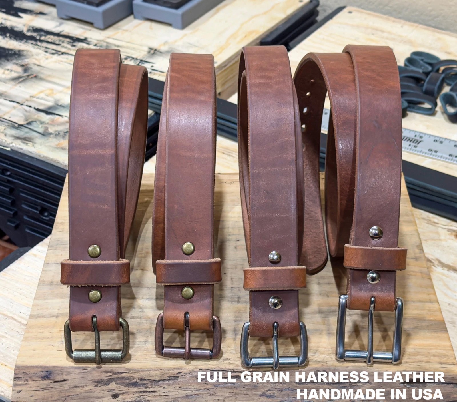 Heavy Duty 1.5″ Harness Leather Belt Full Grain CCW Gun Belt USA Made Handmade