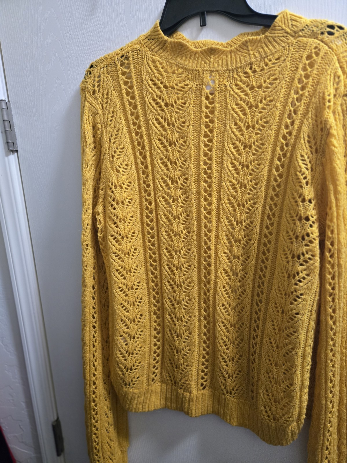 LC Lauren Conrad Women’s Open-Knit Crew Neck Pullover Sweater XXL Yellow