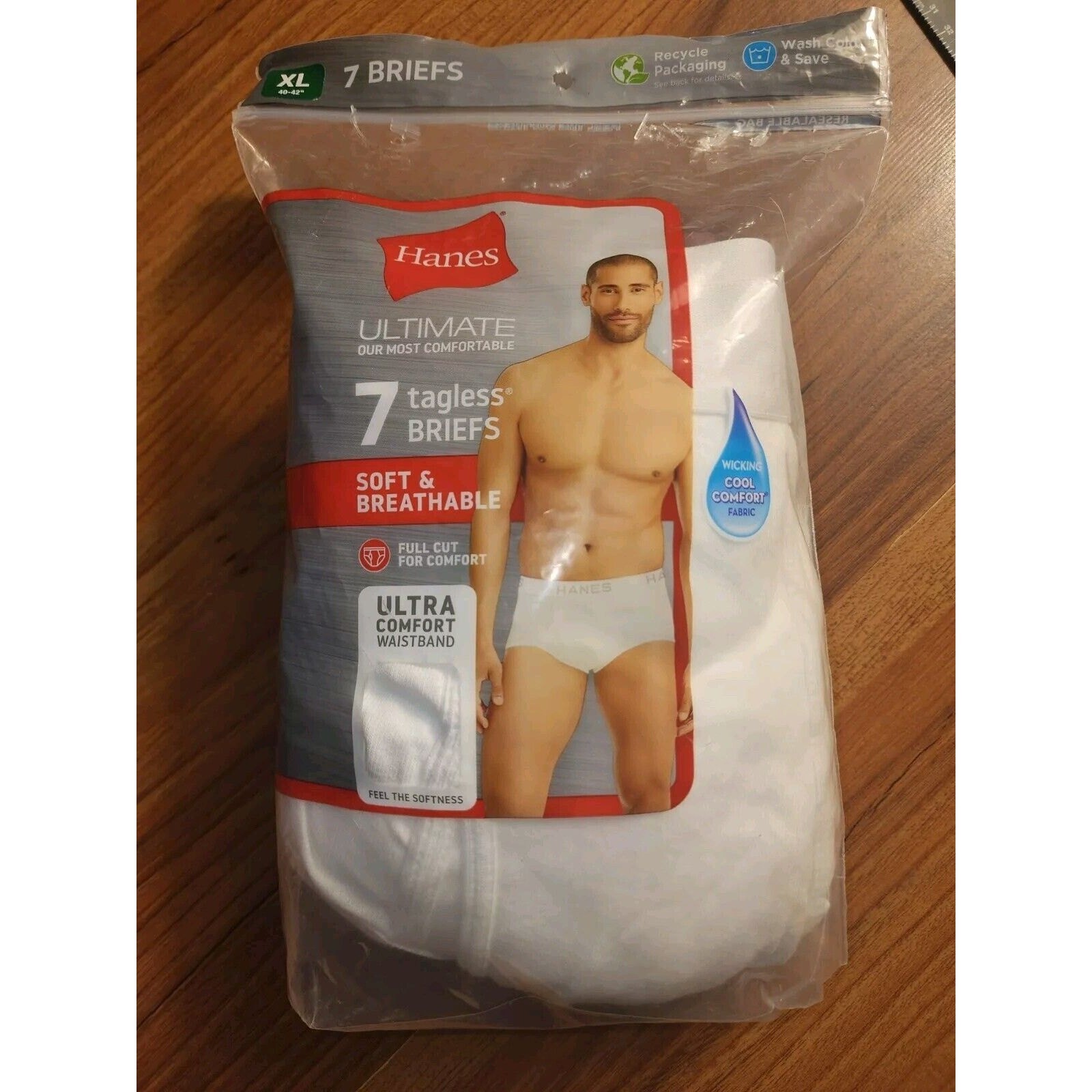 Hanes Briefs 5-Pack Men’s Tagless Underwear White ComfortSoft Waistband Sz XL