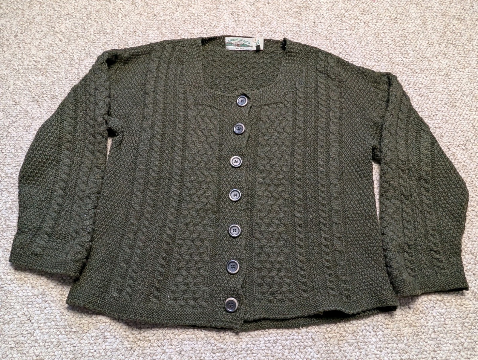 Aran Craft Cable Knit Women’s Cardigan Wool LARGE