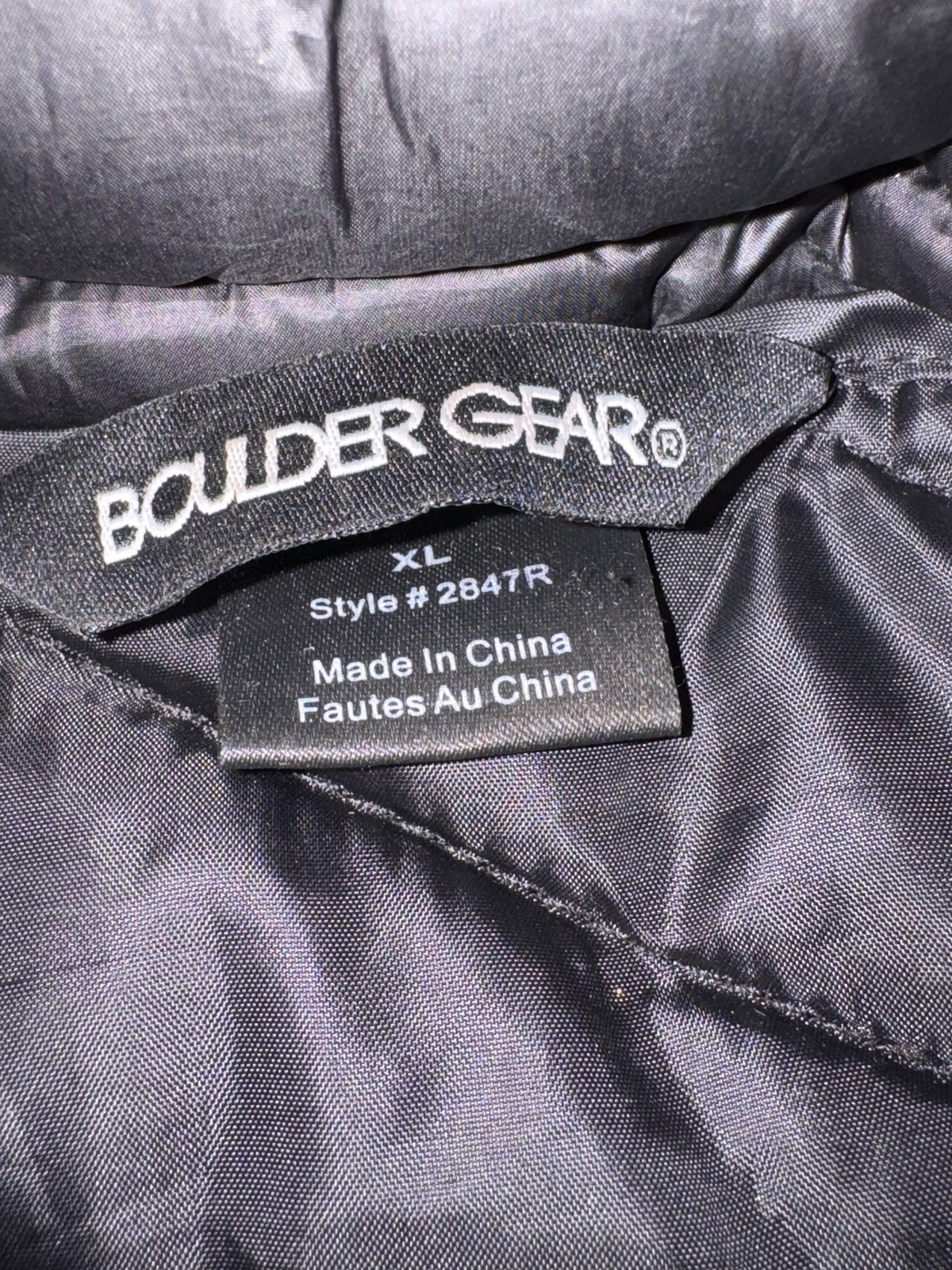 Boulder Gear Men’s Black Quilted Puffer Jacket Full Zip Stand-Up Collar XL