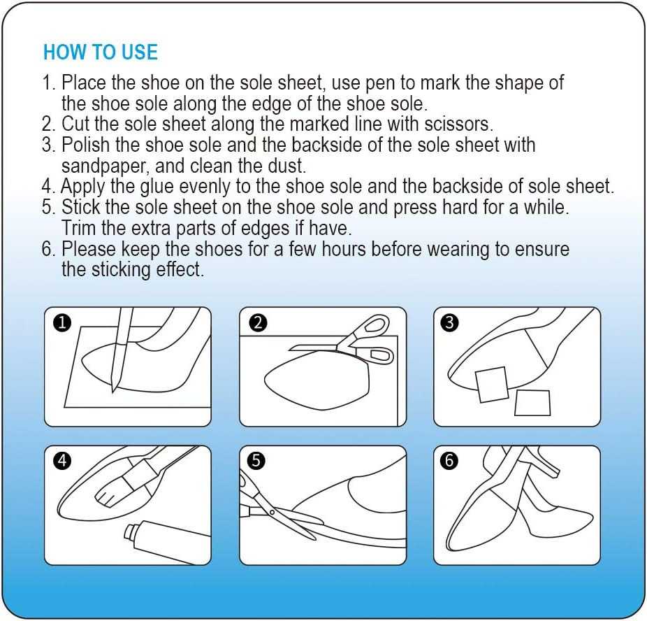 2 Pairs Shoe Sole Repair Rubber Sheets, Shoe Bottom Outer Front Sole and Heel…