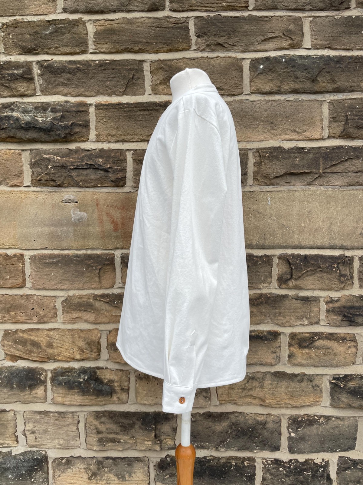 Collarless Grandad Shirt Cotton Organic Smock Top – White – All Occasions
