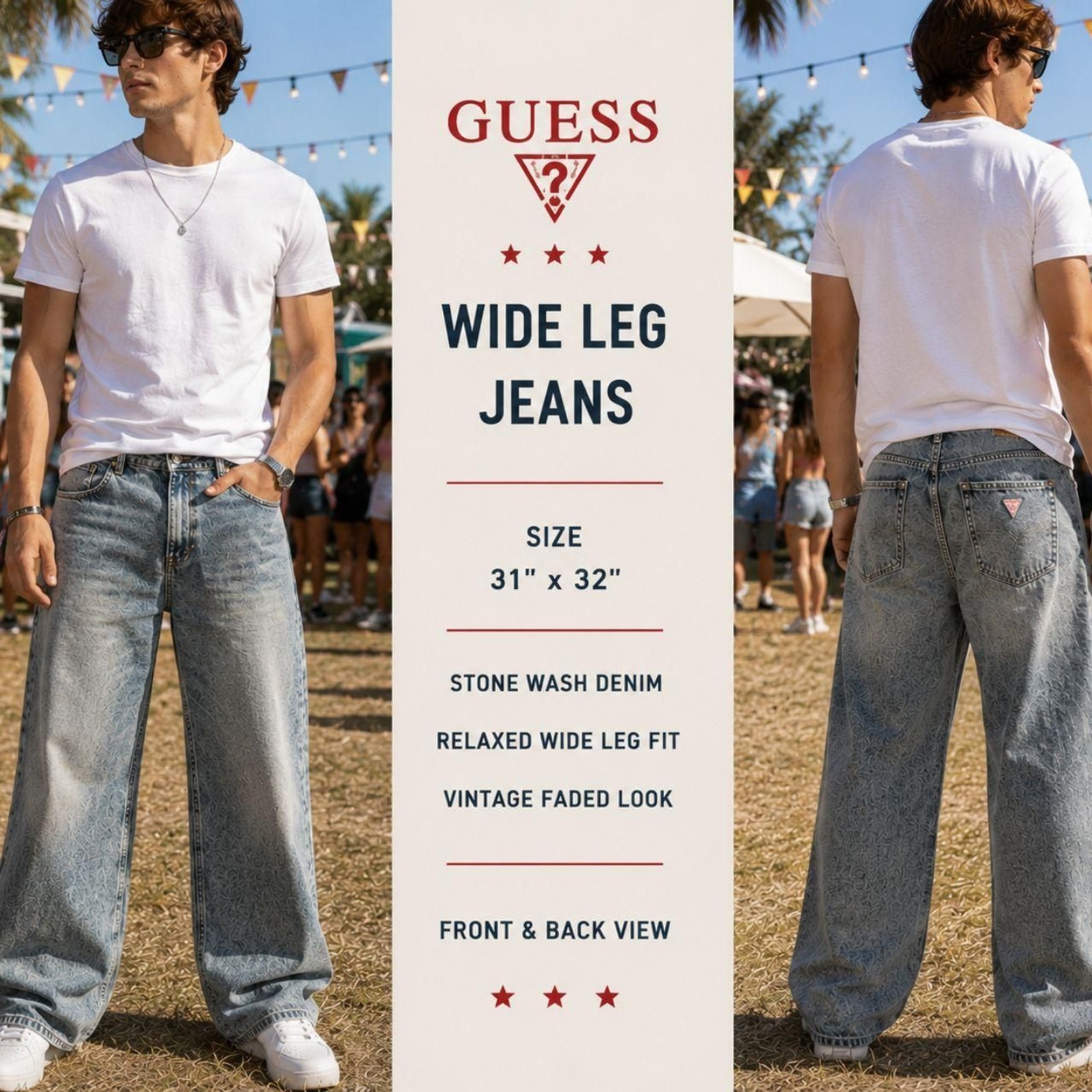 Guess Men’s Grey and Black Jeans