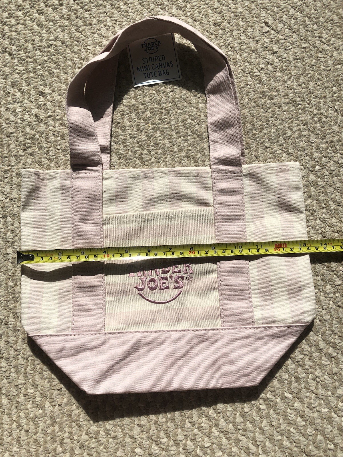 Trader Joe’s Limited edition Pastel Pink & White Striped Mini Canvas Tote