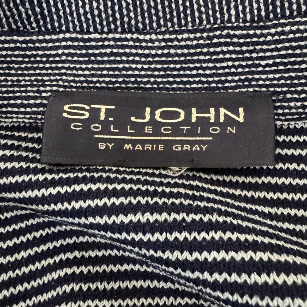 St. John Collection Blue Striped Zip Up Jacket Medium