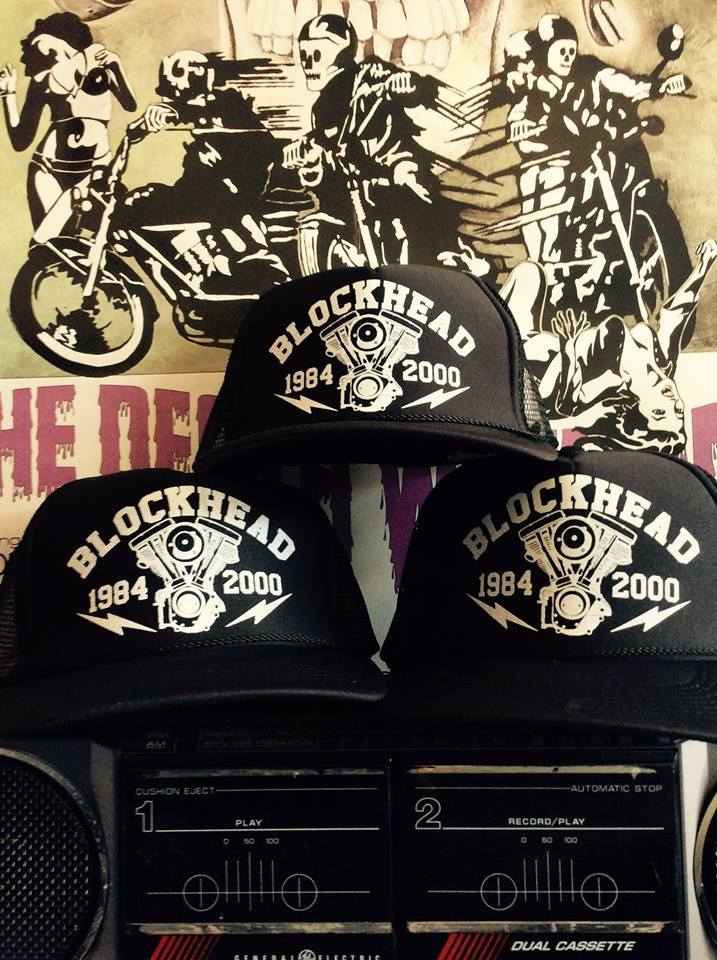 BLOCK HEAD evo evolution engine motor part black trucker hat adjustable Biker