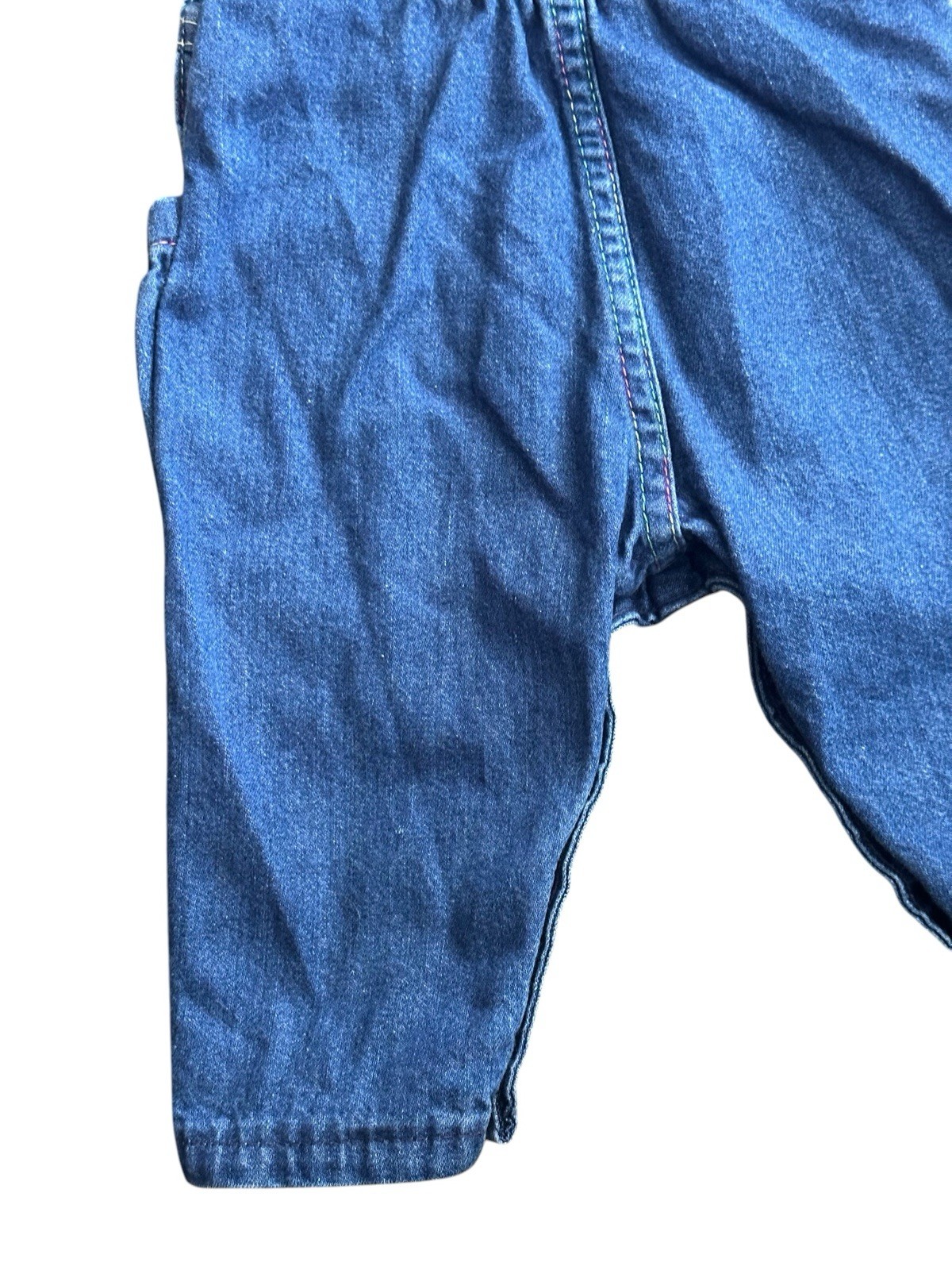 Vtg OshKosh B’gosh Vestbak Denim Overalls Sz 6 / 9 Mos USA Made Patch Flower