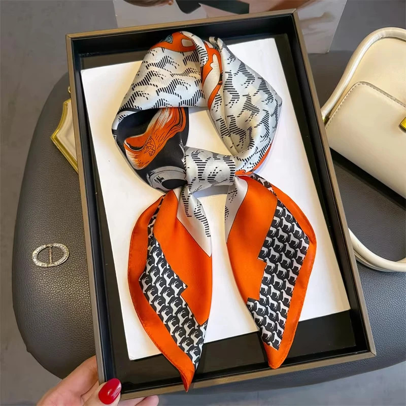 Luxury Silk Shawl Square Scarf for Women Satin Fashion Wraps Neckerchief Female