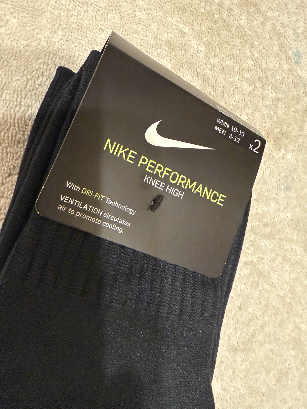 (2) Nike Men Classic II Cushioned OTC Pairs Socks Soccer Black Knee Sock