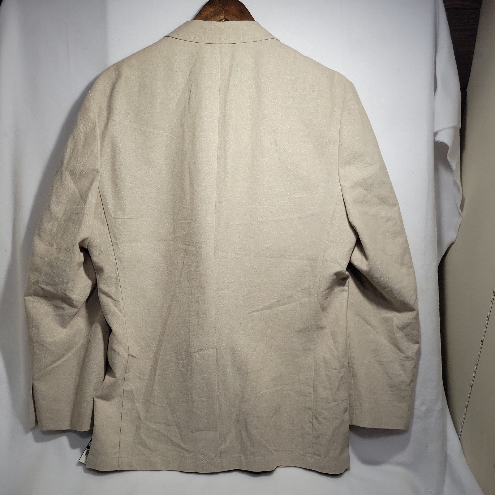 anytime Sport Coat/Blazer, mens L, 42, beige cotton, Casual,