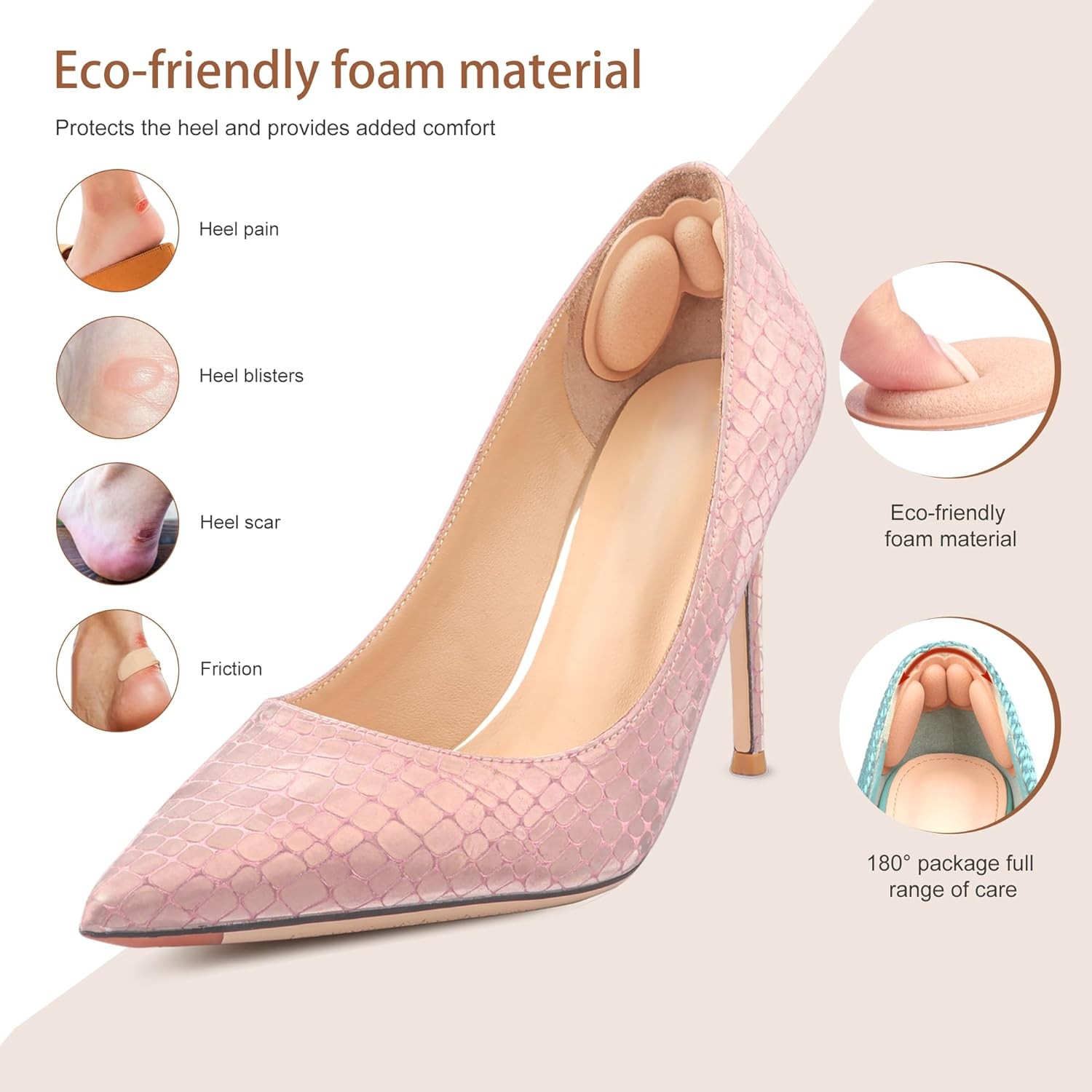 8 Pairs Premium Foam Heel Pads for Too Big Shoe Inserts Grips Protectors Pads US