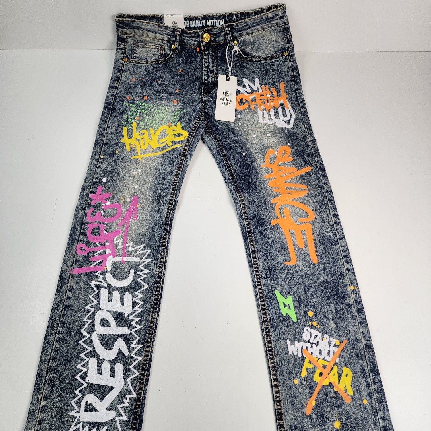 Argonaut Nation Urban Mens Pants Jeans All Over Print Stretch 32×32 (32×30) Mes