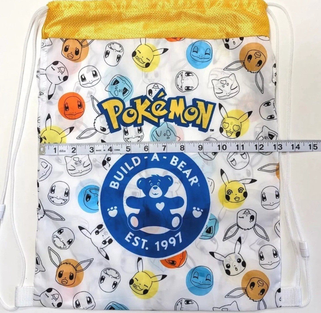 POKEMON BUUILD A BEAR Drawstring Cinch Backpack Tote Bag Nylon 17″×13″ BABW