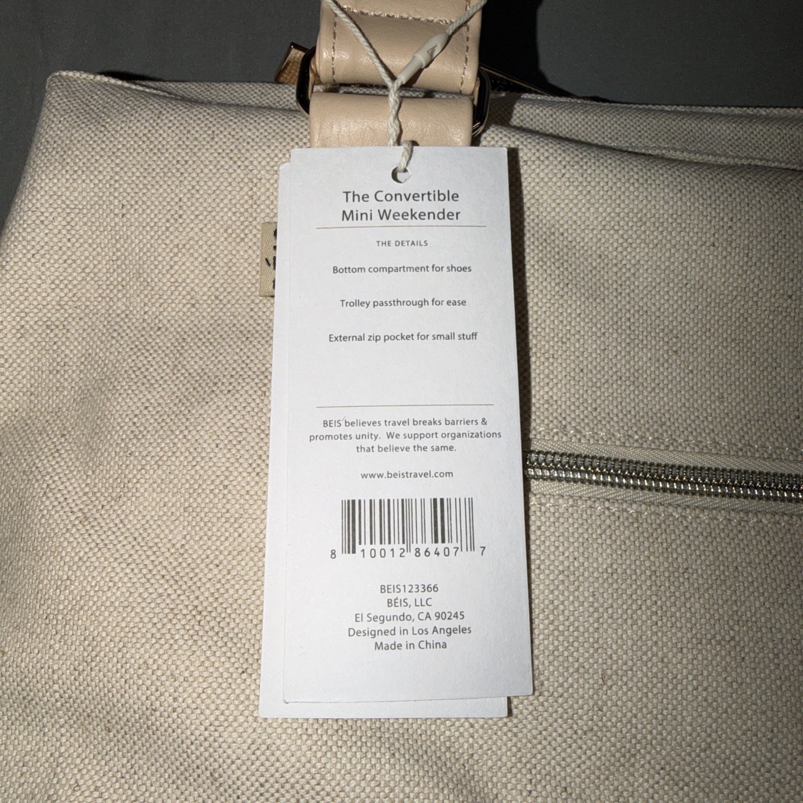 Beis The Convertible Mini Weekender in Beige