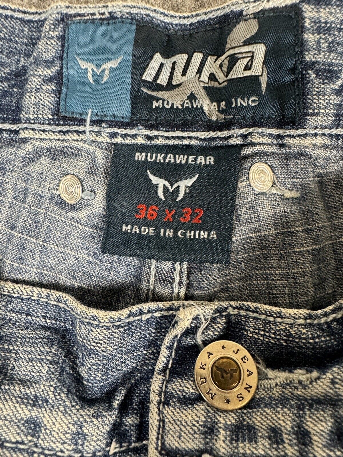 Muka Jeans 34×30 Weed Farmer Marijuana Baggy Carpenter Hip Hop Y2K