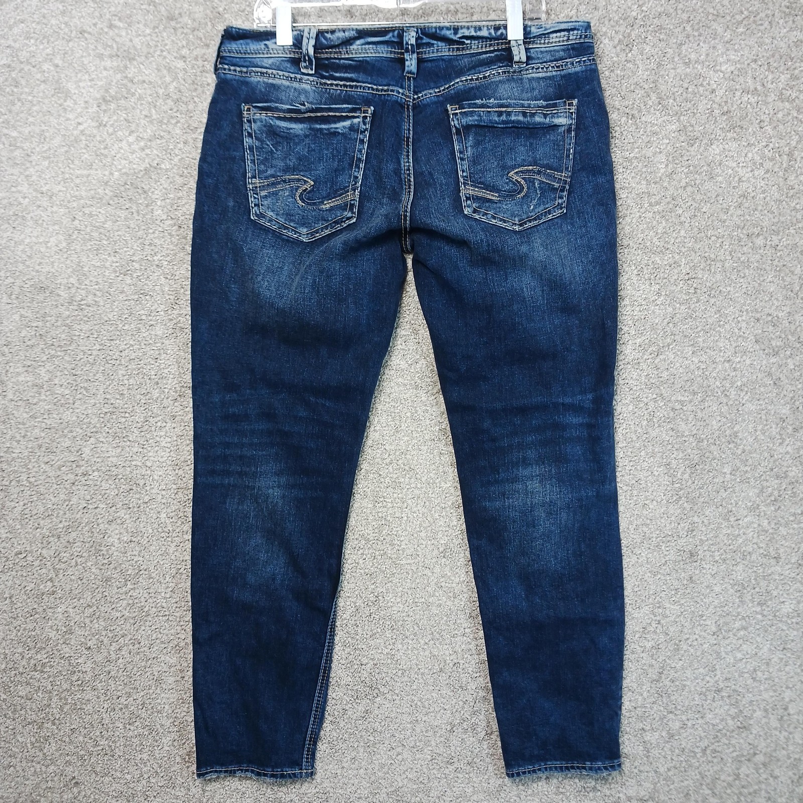 Silver Jeans Co Sam Boyfriend Jeans Womens W32 L27 Blue Distressed Stretch