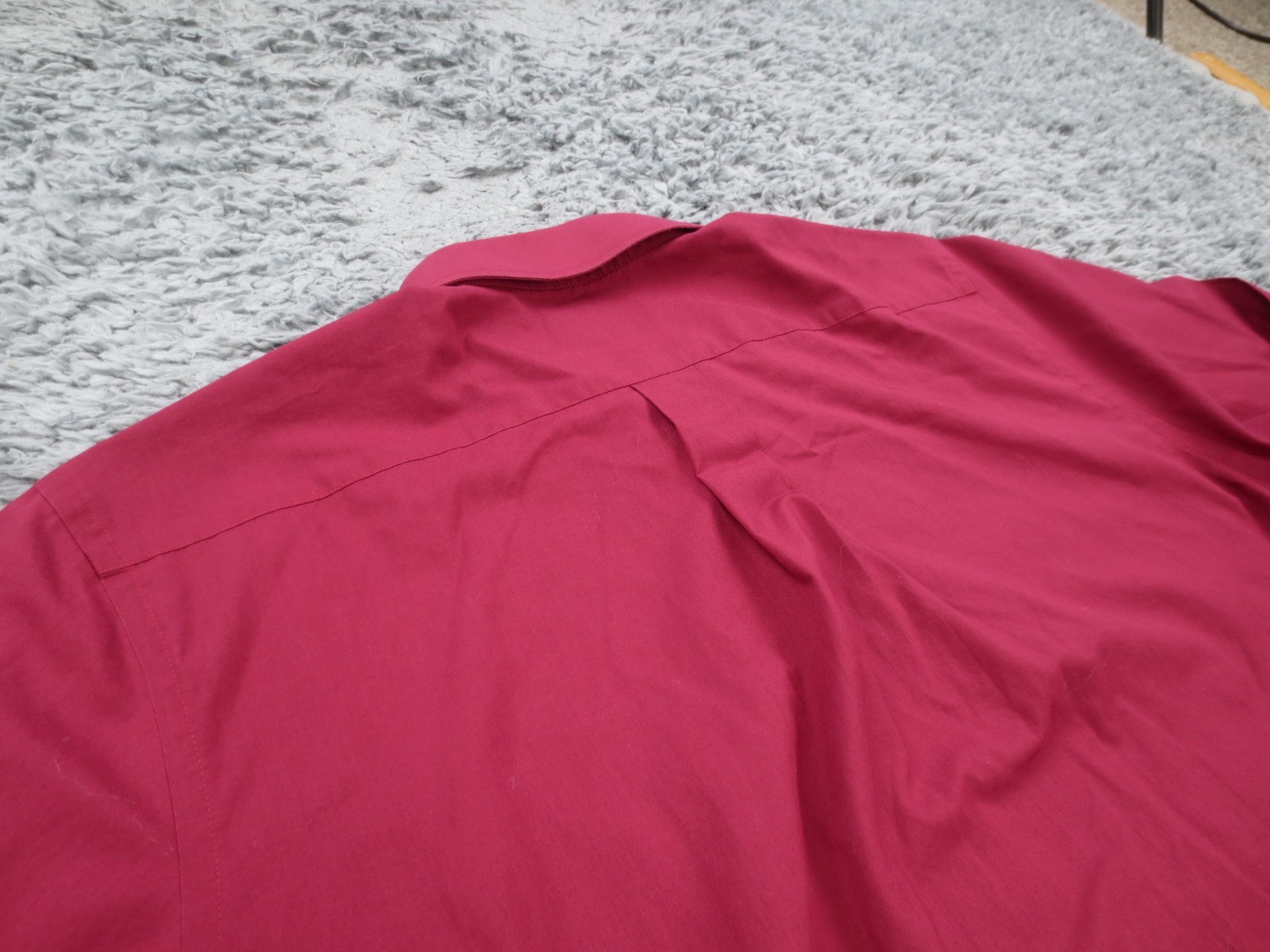 Stafford Travel Shirt Mens 16.5 Dark Red Easy Care Broadcloth Long Sleeve Button