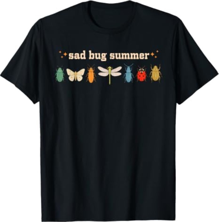 Sad Bug Summer Funny Insect Inspired Indie Musician Nature T-Shirt