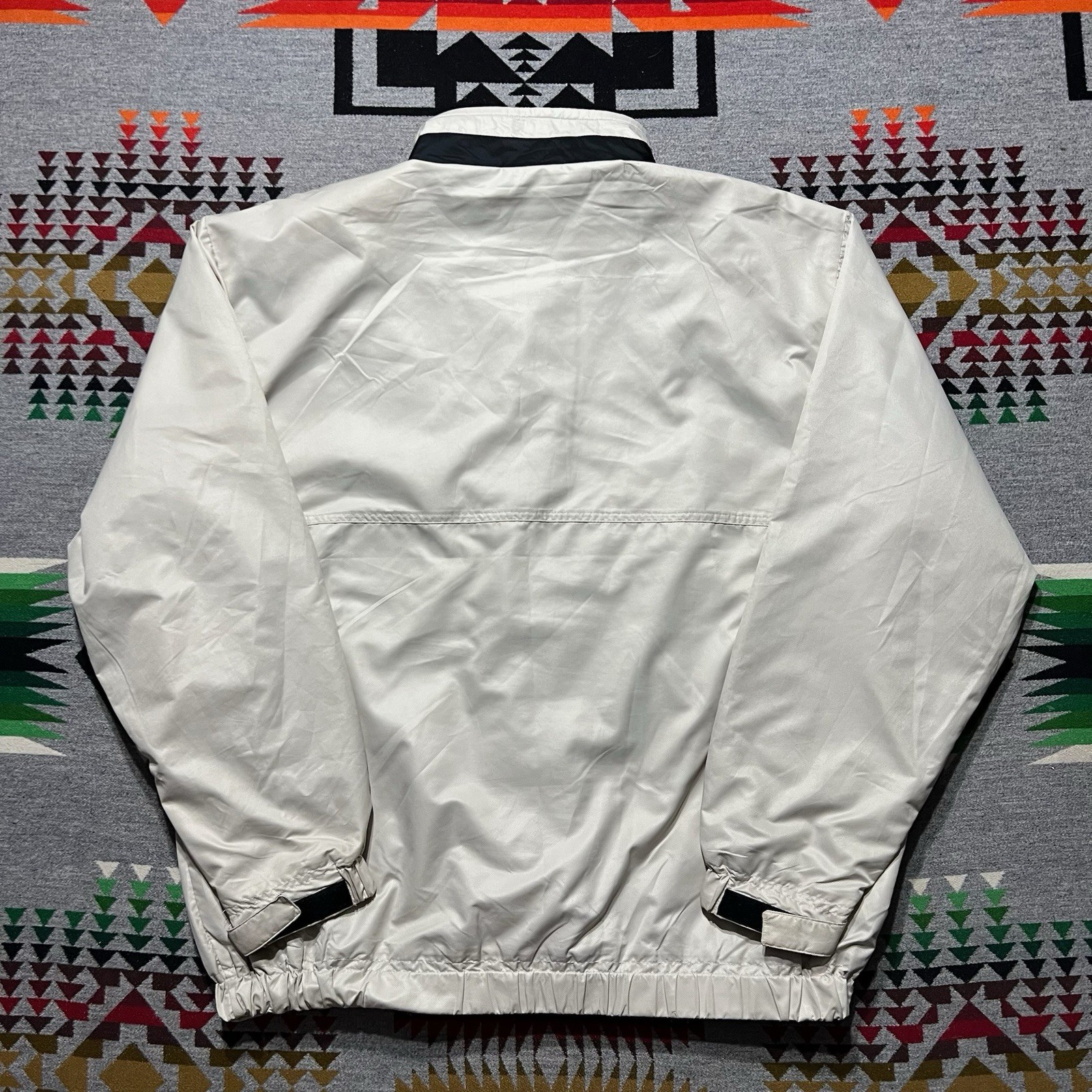 Vintage Mercedes-Benz Windbreaker Size Medium Ivory 1/4 Zip Pullover Jacket R1