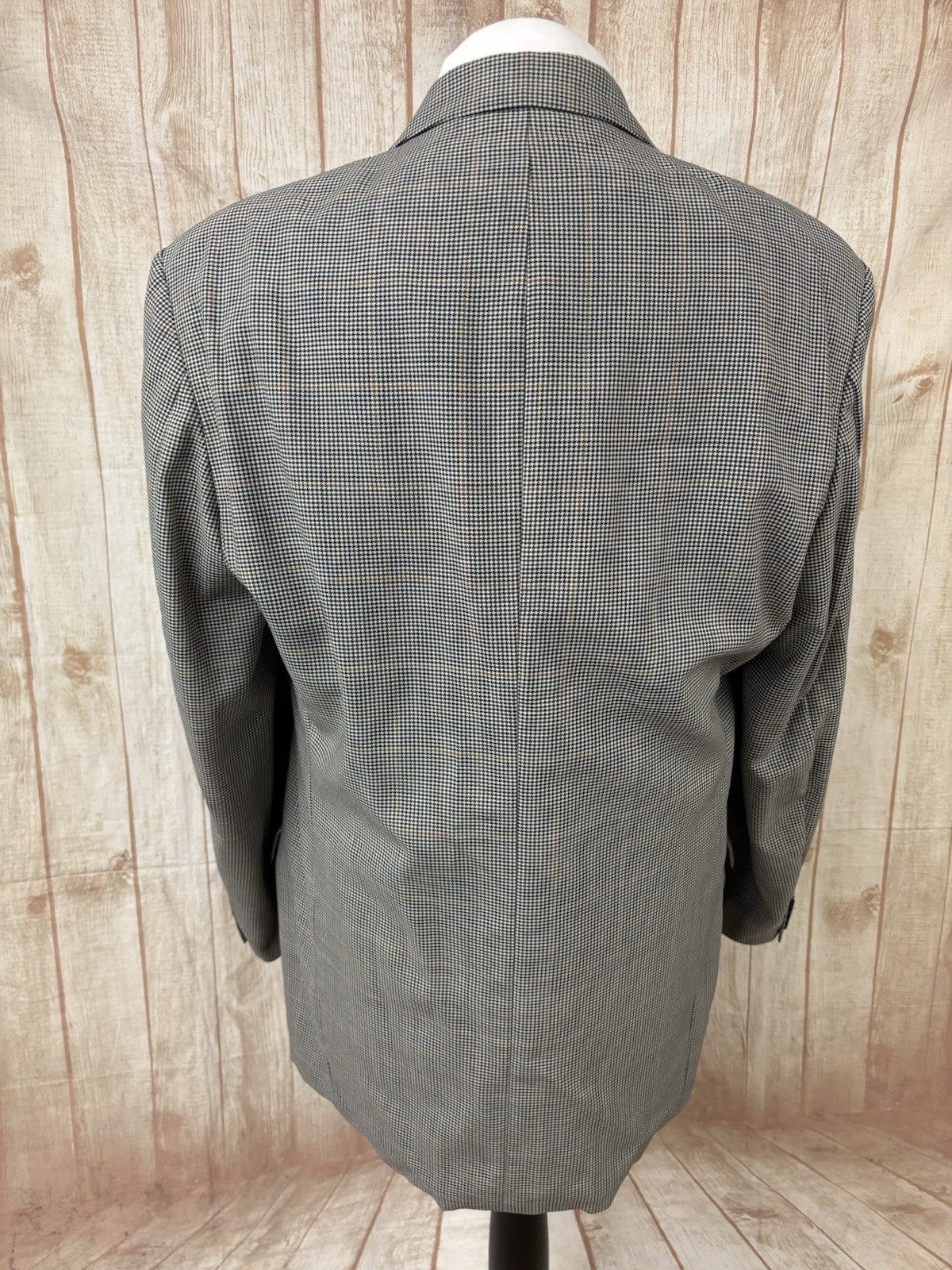 Mens 44 46 LONG Wool Blazer Jacket M&S St Michael Vintage Tweed Check Houndstoot