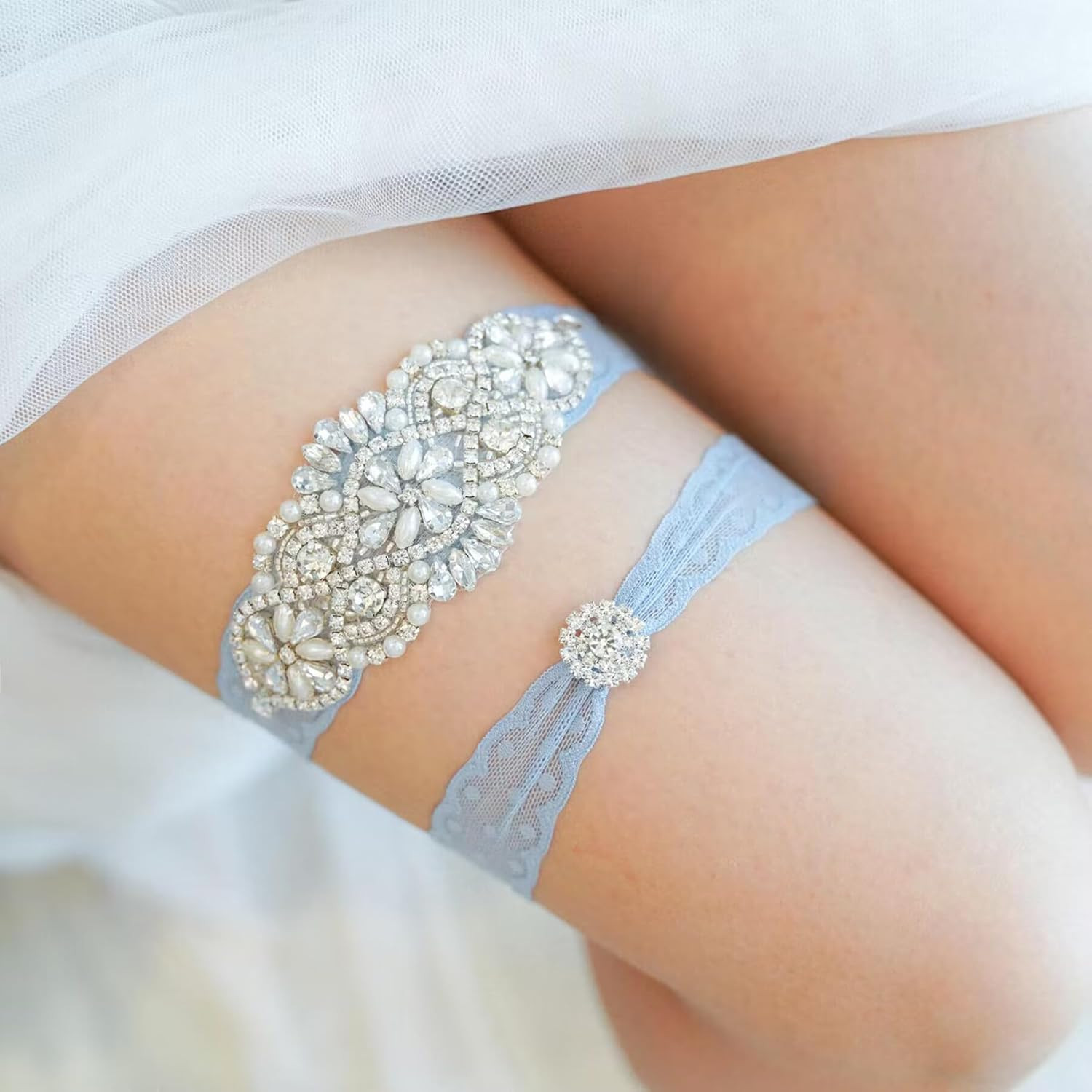 Blue Garters for Bride – Wedding Garter for Bride, Something Blue Gift for Bride