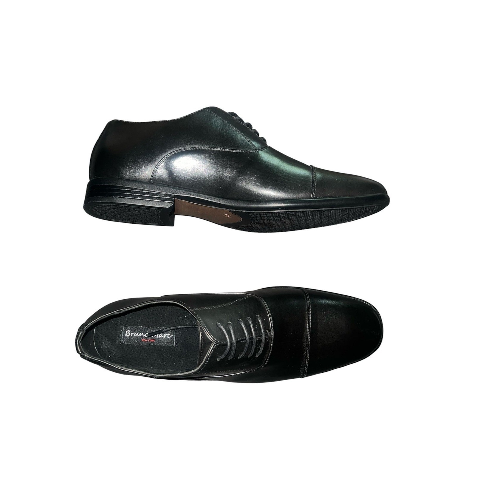 Bruno Marc Mens Black Cap Toe Oxford Dress Shoes Size 12 Lace Up Formal Classic