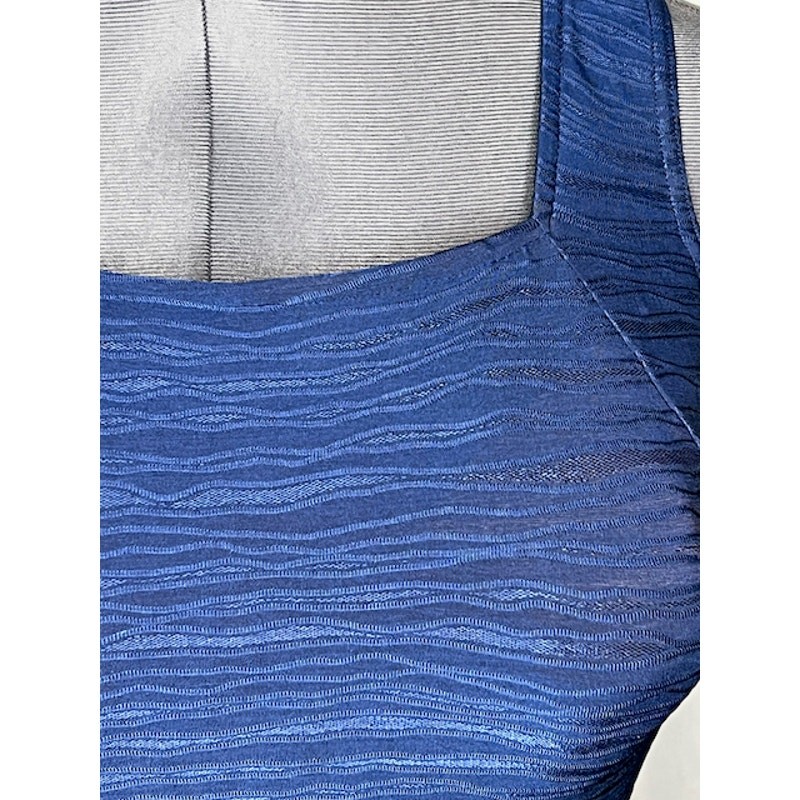 Christina one piece swimsuit Vintage textured waves square neck navy