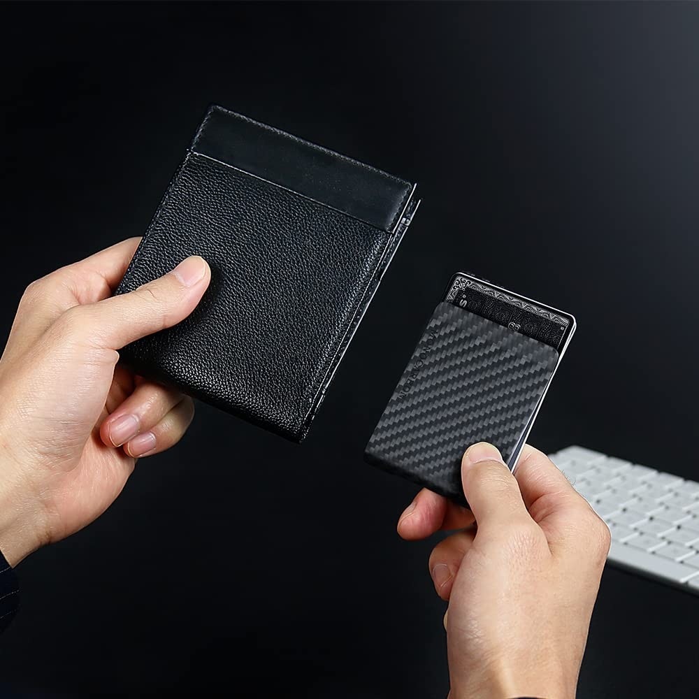 MONOCARBON Carbon-Fiber-Wallet for men and Mens Credit Cards matte black