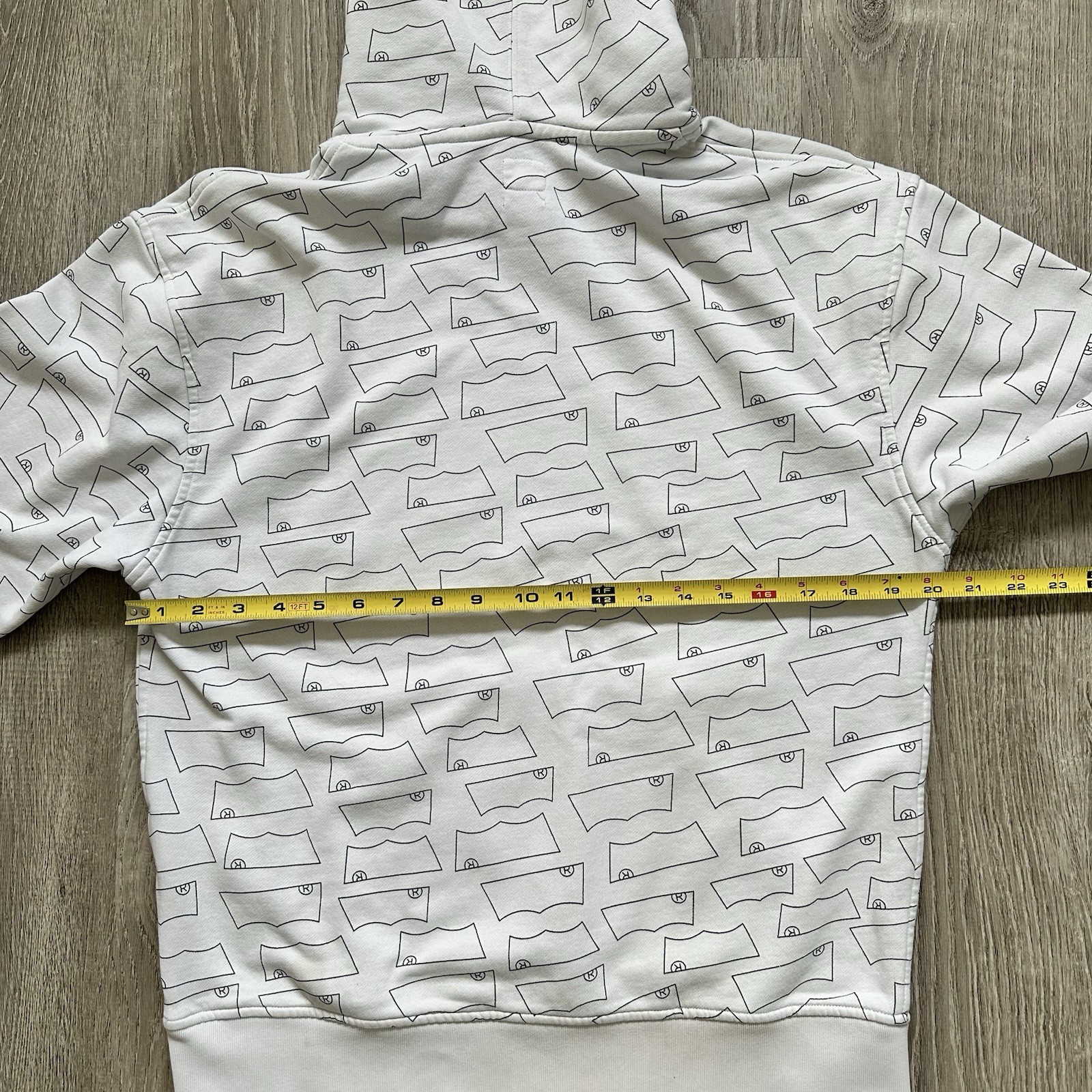 Levi’s Batwing Logo Relaxed Fit Pullover Fleece Hoodie Sweatshirt White Mens S