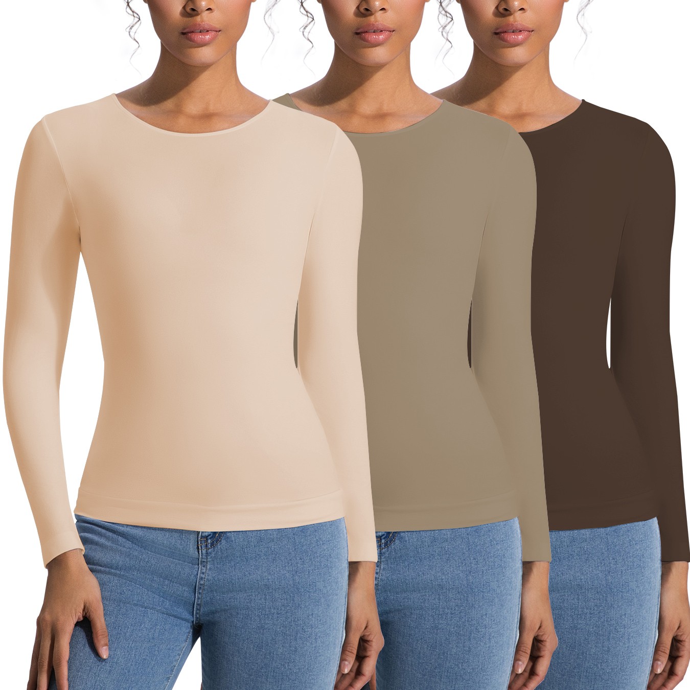 Women’s Long Sleeve Light Compression Shapewear – Seamless Waist Sculpting Top