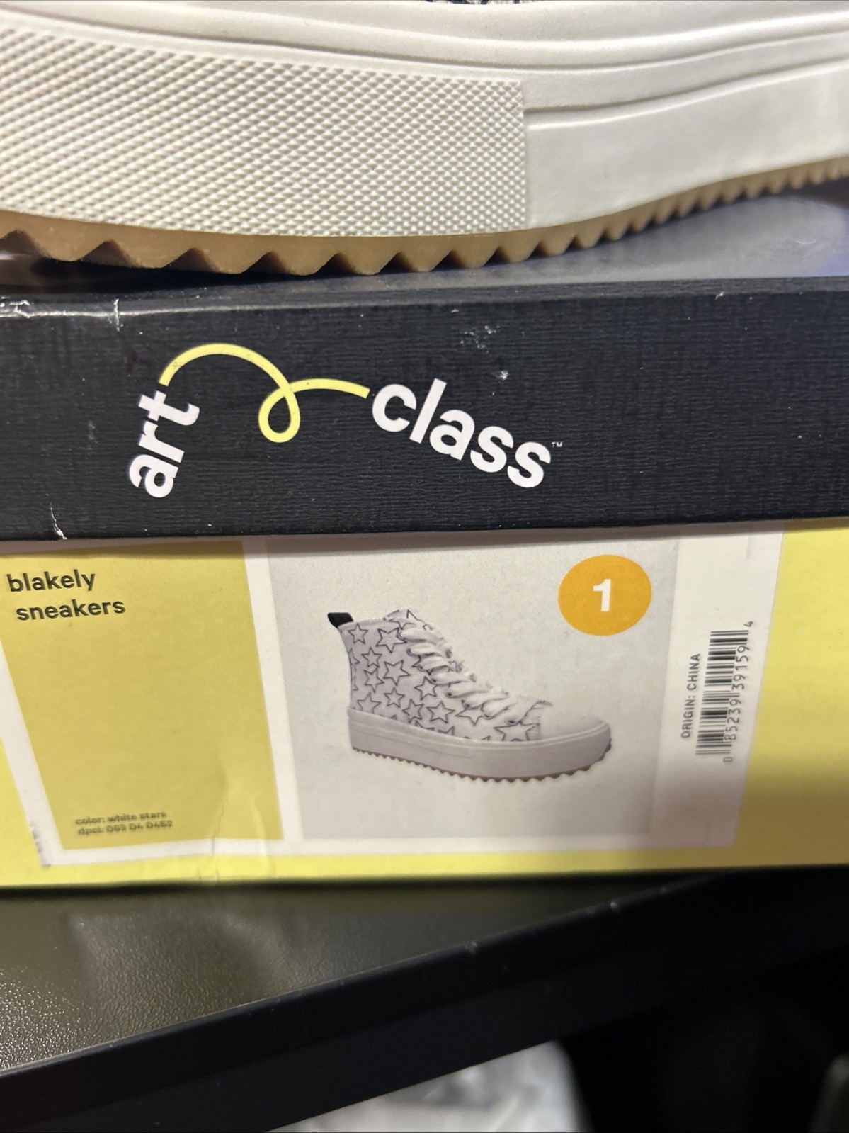 Art Class Kids Blakely High-Top Side Zip Fashion School Sneaker White Stars Sz 1
