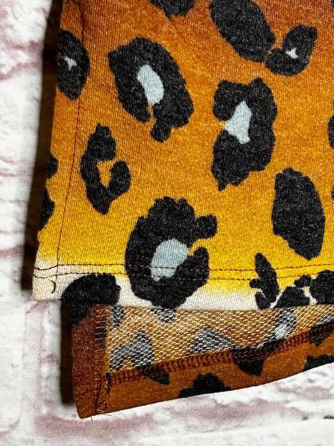 3X New Faded Leopard Black Brown Yellow Ivory Sage Stretchy Knit Tee Shirt Top