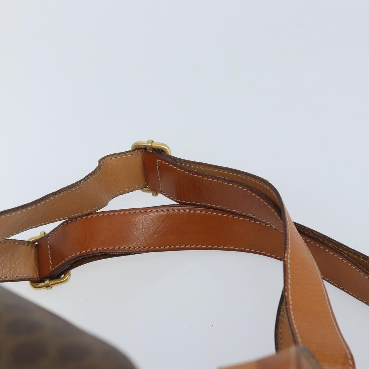CELINE Macadam Canvas Backpack PVC Leather Brown Gold Auth 169840