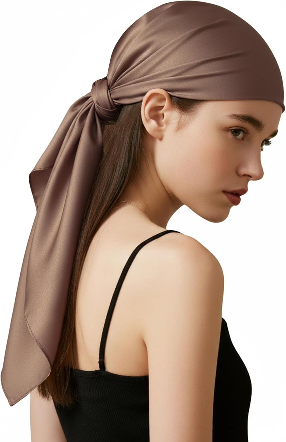 Bandanas for Women 35″ Square Silk-Like Satin Head Scarf with Gift Set (Box & Ca