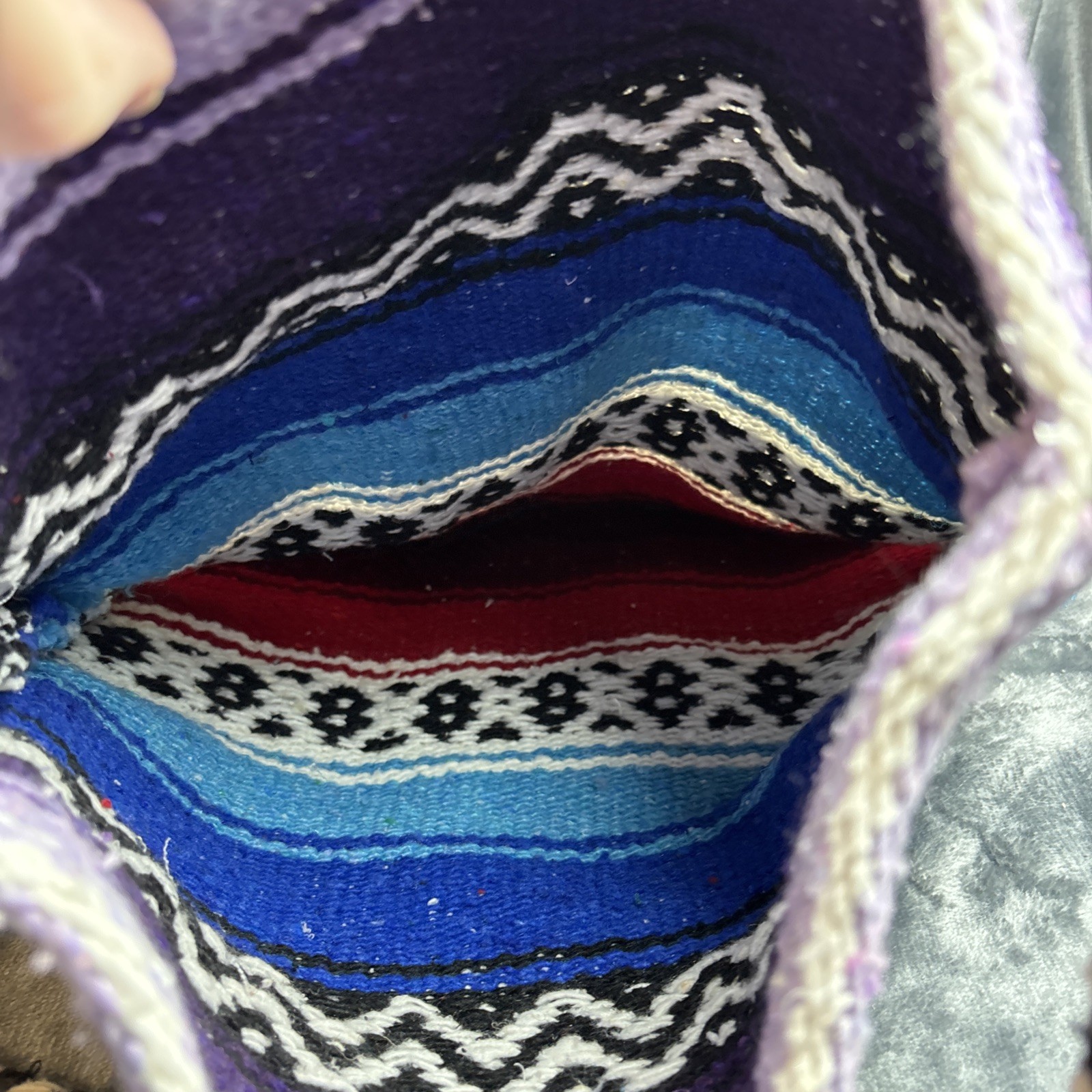 Mexican Blanket Purse Tote Bag Red Blue Purple Rectangle Crossbody Woven Boho