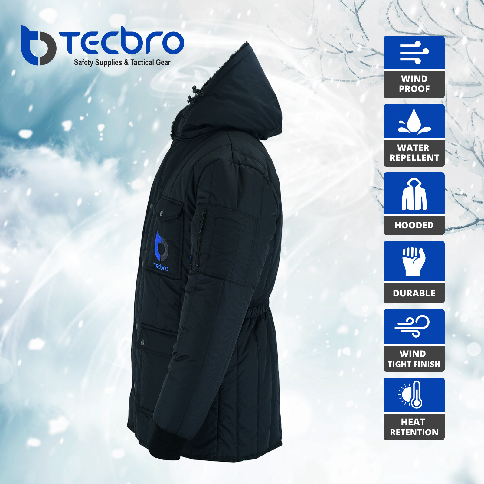 Tecbro Chill Bloc -50°F Freezer Jacket Parka Extreme Cold Weather with Hood
