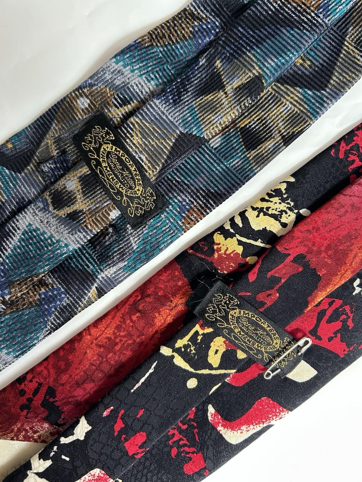 Gene Hiller Men’s Woven Italian Silk Tie Multicolor Abstract Lot 2