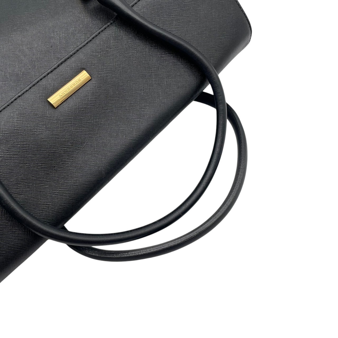 Authentic BURBERRY Saffiano Leather Flap Handbag Black Nova Check Vintage
