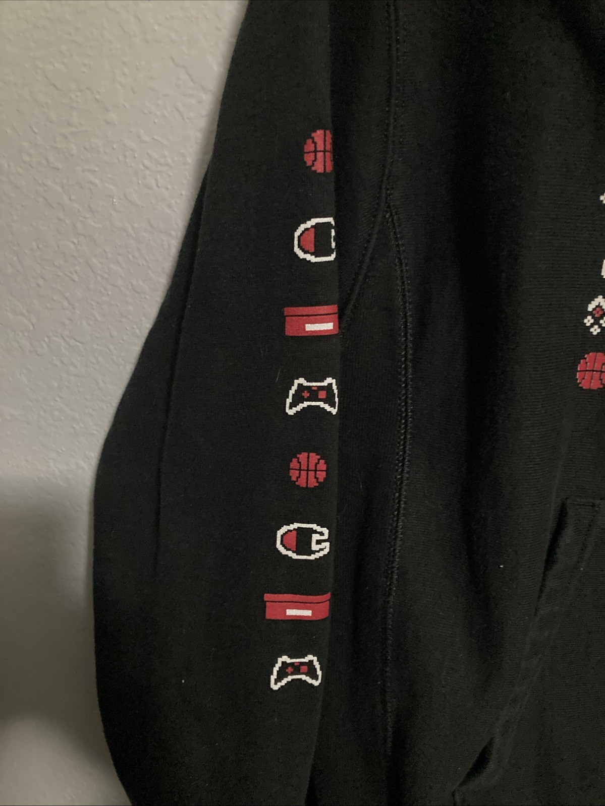 Champion Vintage Reverse Weave Team Black Holiday Fleece Hoodie Sweatshirt Sz M