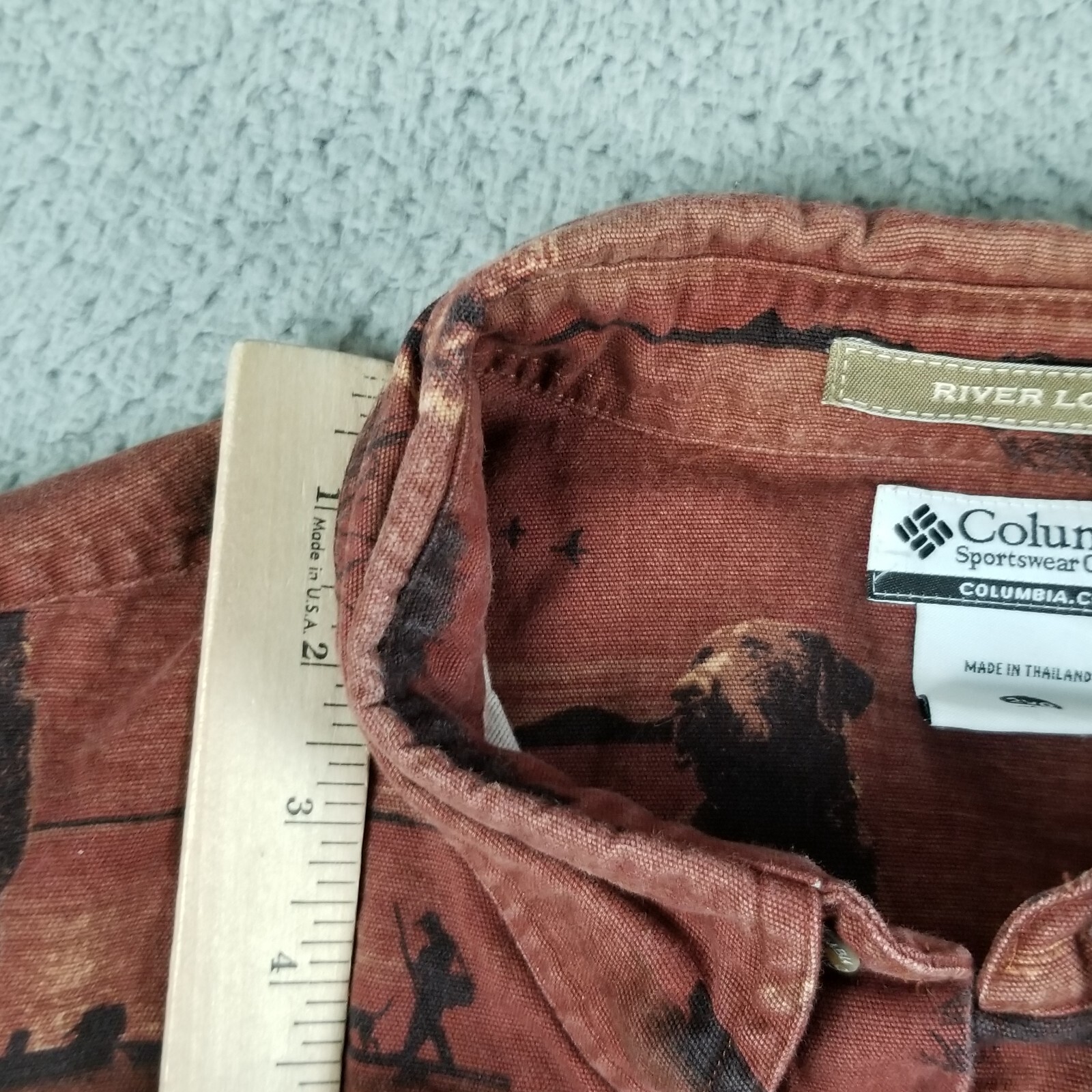 Columbia River Lodge AOP Button Shirt All Over Dog Print Brown Rust Mens 2XB Big
