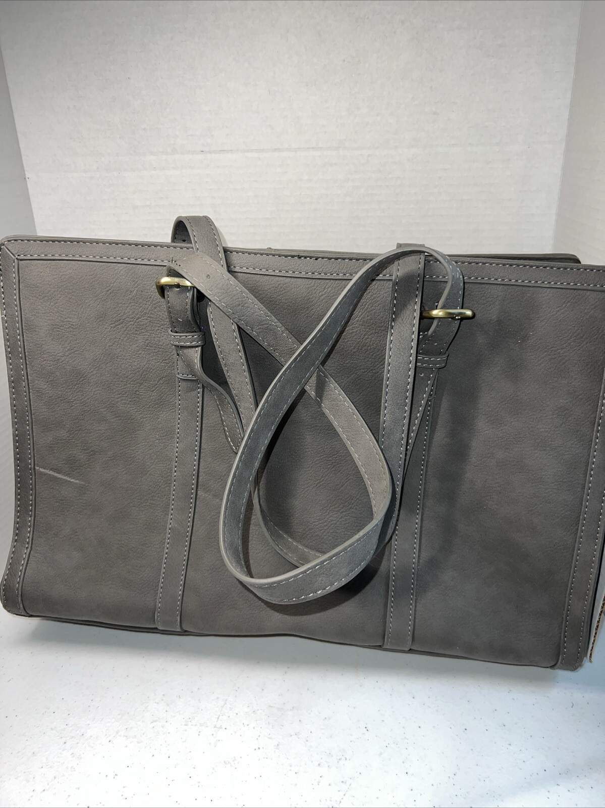 Ecosusi Slate Gray Laptop Messenger Business Work Bag Faux Leather