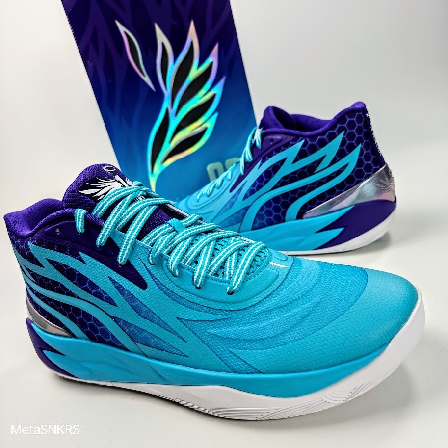 Puma MB.02 US 14 Men’s Purple Blue White Basketball LaMelo Ball 379779 01 New
