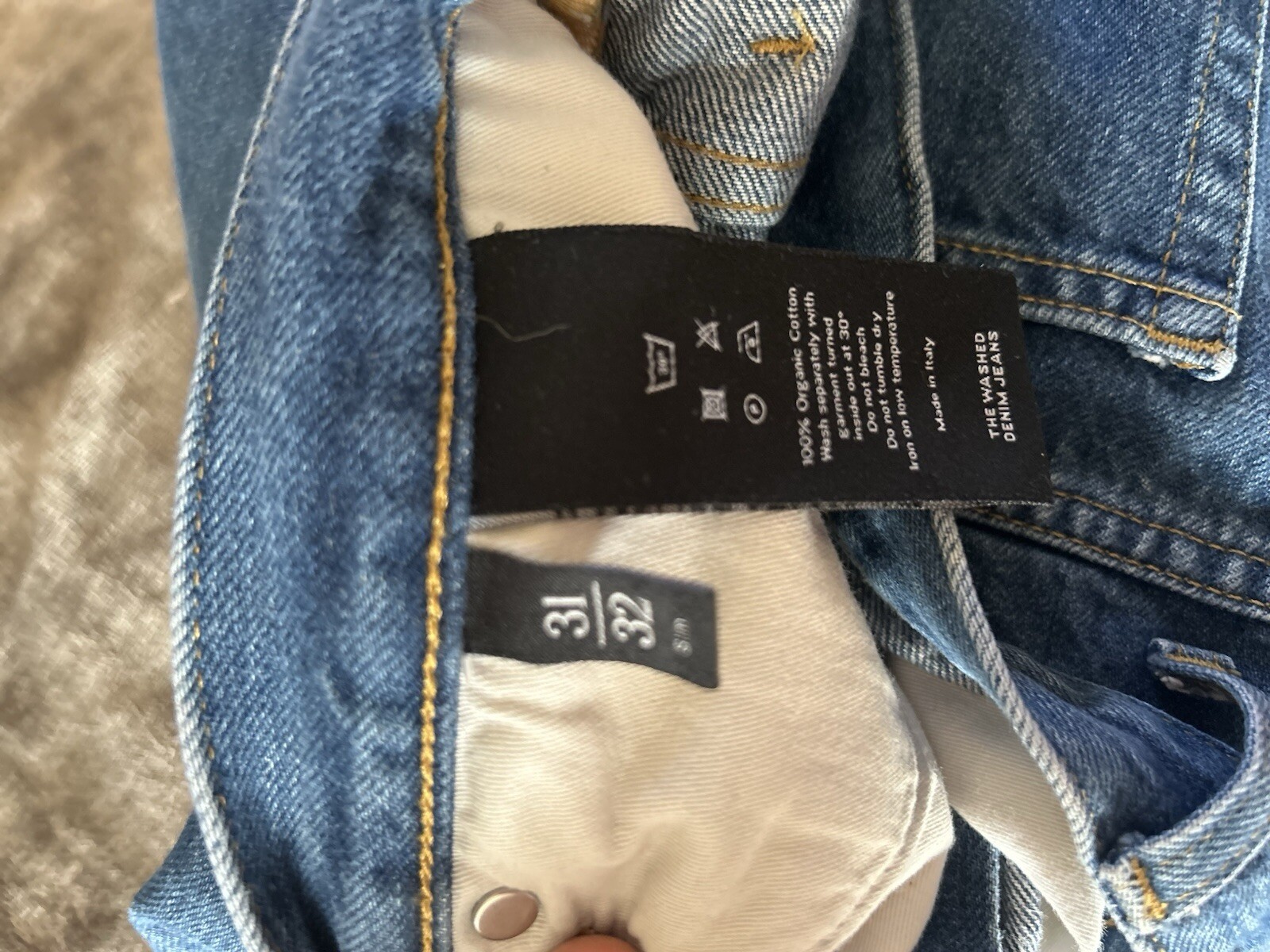 ASKET Mens Light Wash Blue Denim Butterfly Jeans Regular 31/32 Made In Italy