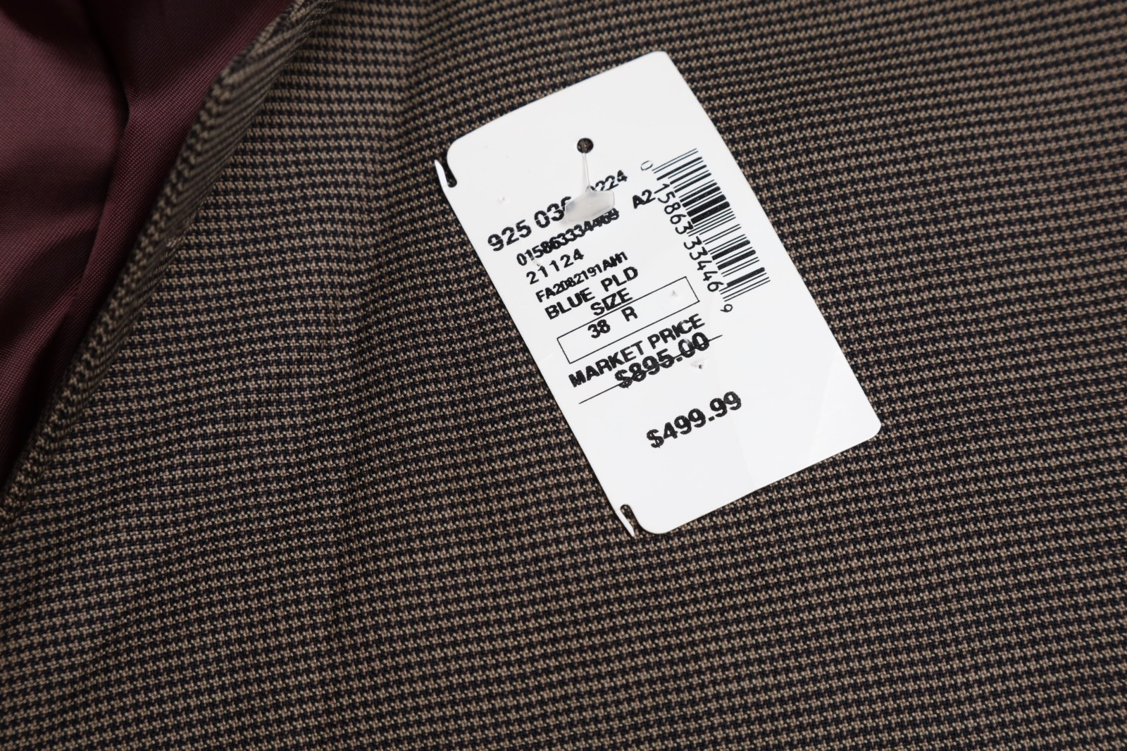 Hickey by Hickey Freeman Birdseye Wool Suit Size 38 R in Brown Black Plaid