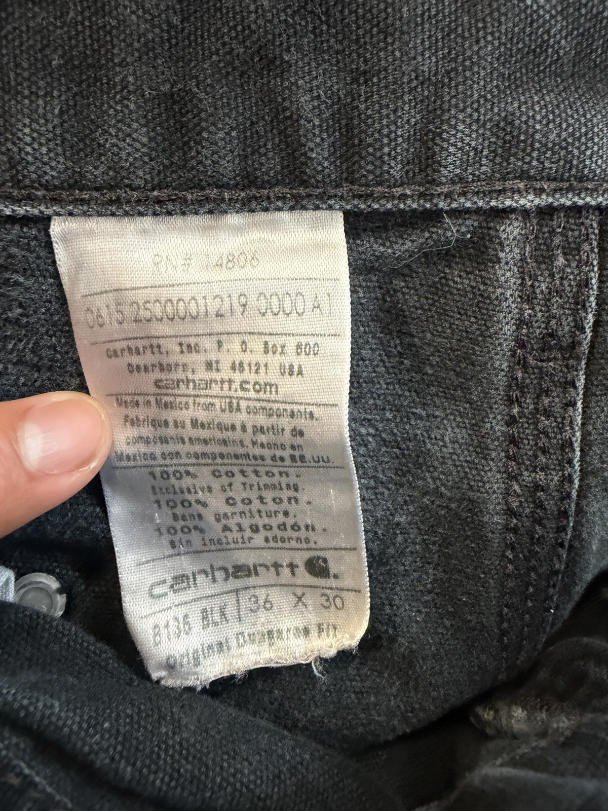 Black Faded Carhartt Men’s Double Knee Size 36×30